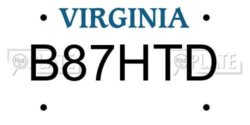 B87HTD Virginia License Plate