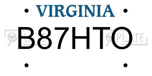 B87HTO Virginia License Plate