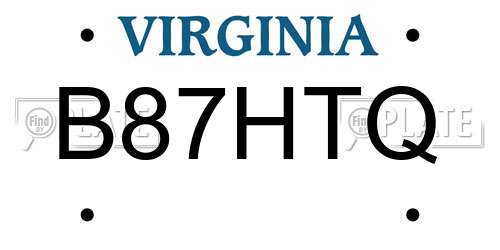 B87HTQ Virginia License Plate