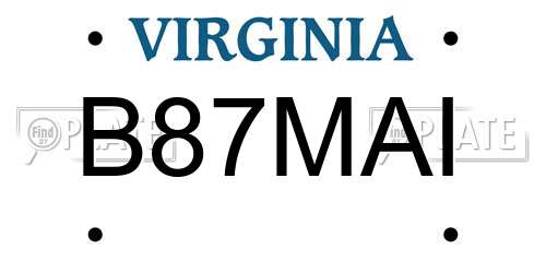 B87MAI Virginia License Plate