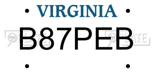 B87PEB Virginia License Plate
