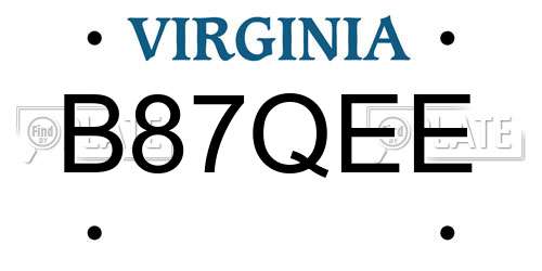 B87QEE Virginia License Plate