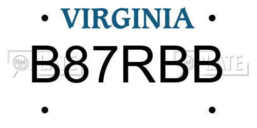 B87RBB Virginia License Plate