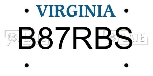 B87RBS Virginia License Plate