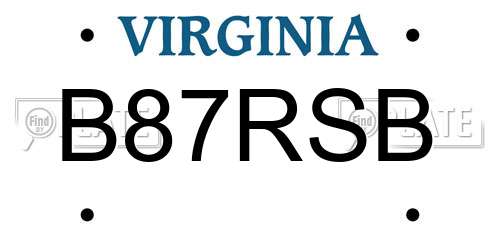 B87RSB Virginia License Plate