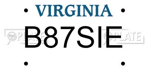 B87SIE Virginia License Plate