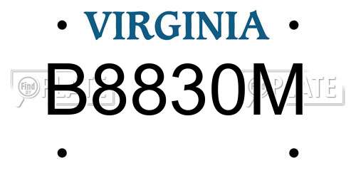 B8830M Virginia License Plate