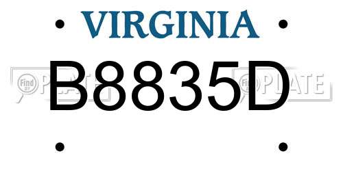B8835D Virginia License Plate