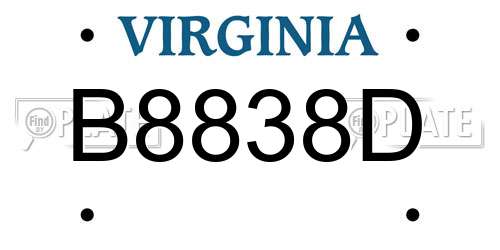 B8838D Virginia License Plate