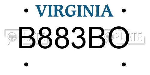 B883BO Virginia License Plate