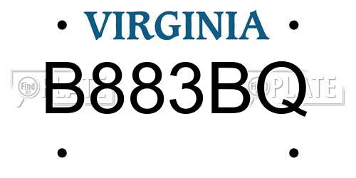 B883BQ Virginia License Plate