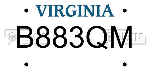 B883QM Virginia License Plate