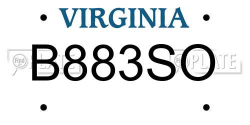 B883SO Virginia License Plate