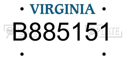 B885151 Virginia License Plate
