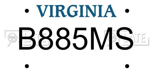 B885MS Virginia License Plate