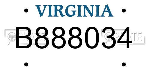 B888034 Virginia License Plate