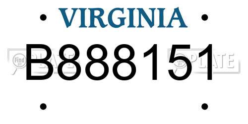 B888151 Virginia License Plate