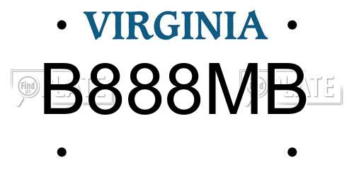 B888MB Virginia License Plate