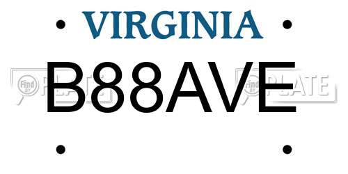 B88AVE Virginia License Plate