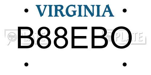 B88EBO Virginia License Plate