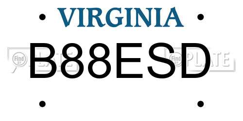 B88ESD Virginia License Plate