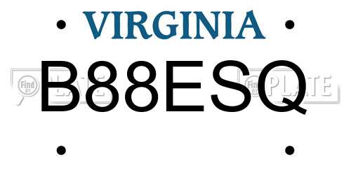 B88ESQ Virginia License Plate