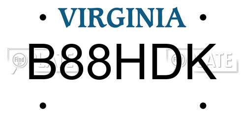 B88HDK Virginia License Plate
