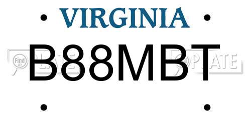 B88MBT Virginia License Plate