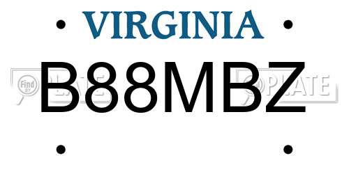 B88MBZ Virginia License Plate