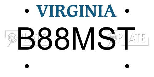 B88MST Virginia License Plate