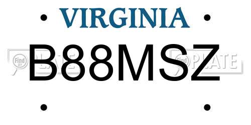 B88MSZ Virginia License Plate