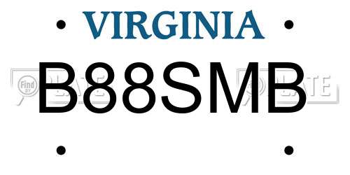 B88SMB Virginia License Plate