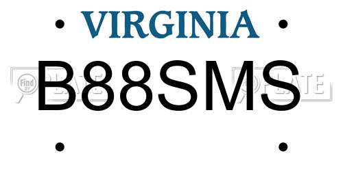 B88SMS Virginia License Plate