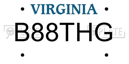 B88THG Virginia License Plate