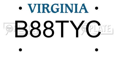 B88TYC Virginia License Plate