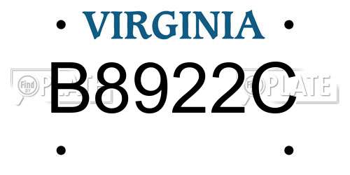B8922C Virginia License Plate