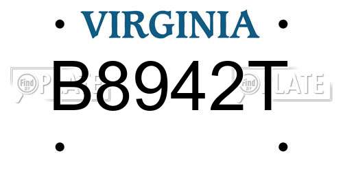 B8942T Virginia License Plate