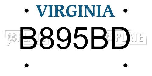 B895BD Virginia License Plate