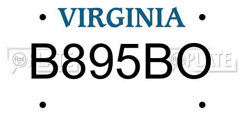 B895BO Virginia License Plate