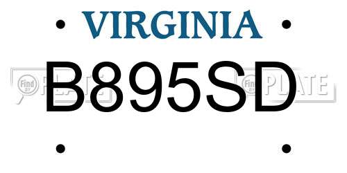 B895SD Virginia License Plate