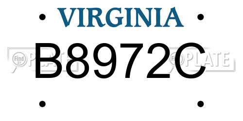 B8972C Virginia License Plate