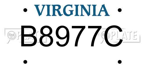B8977C Virginia License Plate