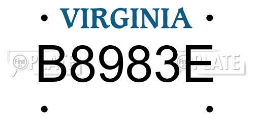 B8983E Virginia License Plate