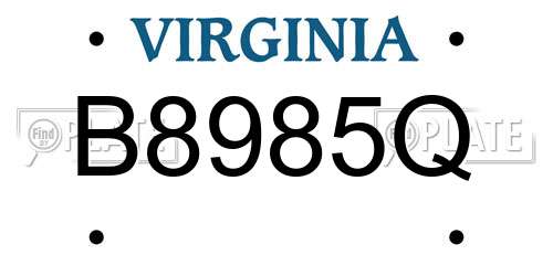 B8985Q Virginia License Plate