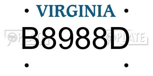 B8988D Virginia License Plate