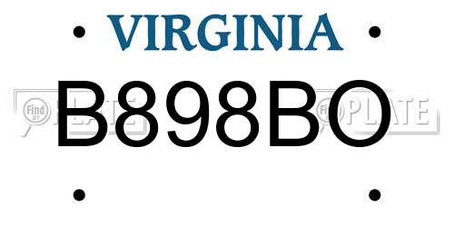 B898BO Virginia License Plate