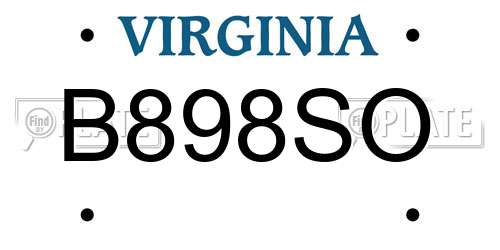 B898SO Virginia License Plate