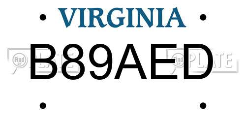 B89AED Virginia License Plate