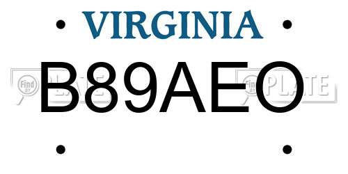 B89AEO Virginia License Plate