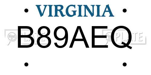 B89AEQ Virginia License Plate